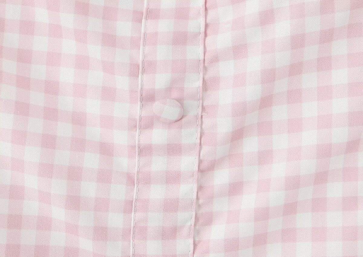 Women Pink Plaid Square Collar Short Sleeve Dress Autumn Tight Waist Slim Single Breasted Maxi Dress