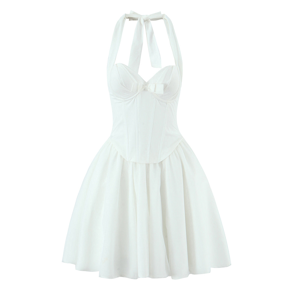 Women Clothing Boning Corset Steel Bracket Halter Mesh Camisole Dress