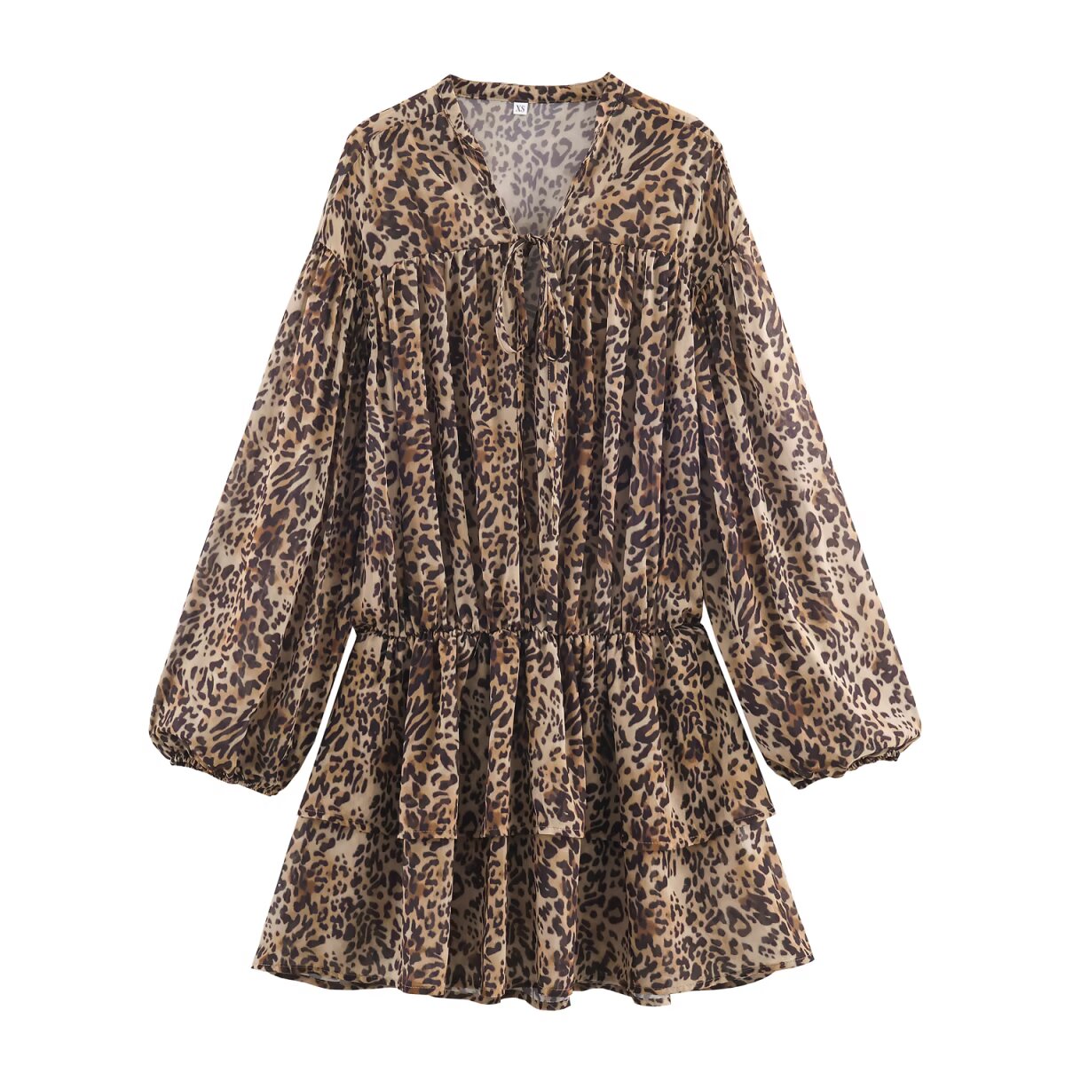 Women Clothing Animal Print Laminated Decoration Dress