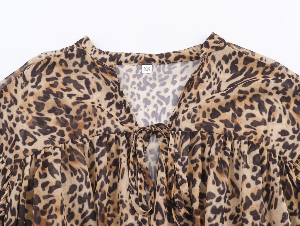 Women Clothing Animal Print Laminated Decoration Dress
