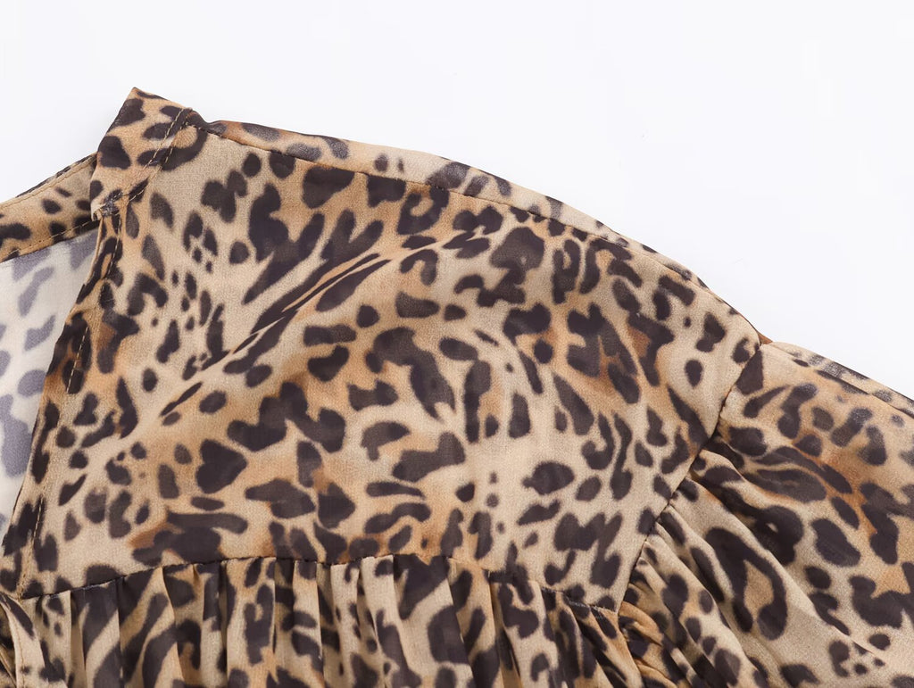 Women Clothing Animal Print Laminated Decoration Dress