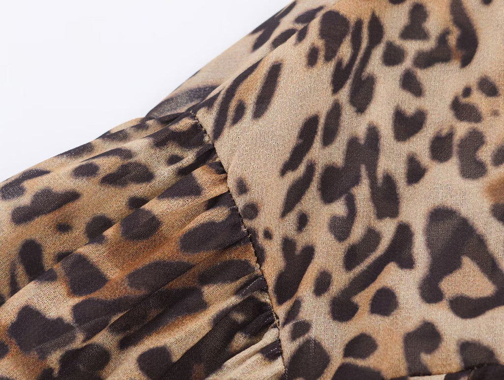 Women Clothing Animal Print Laminated Decoration Dress