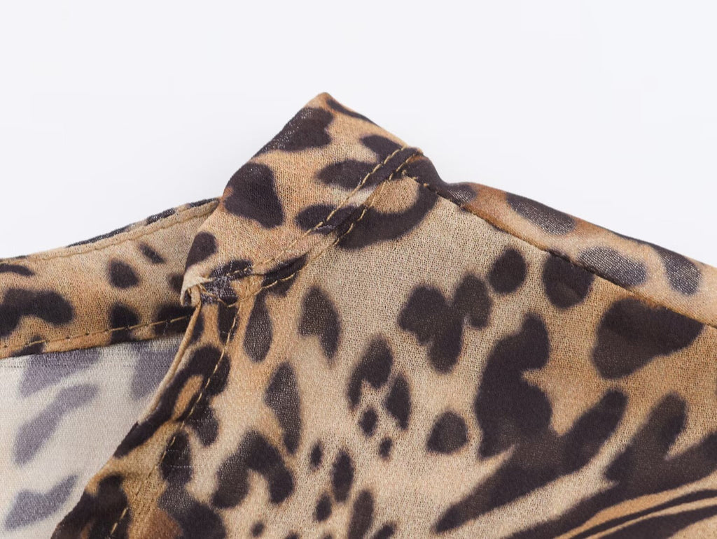 Women Clothing Animal Print Laminated Decoration Dress