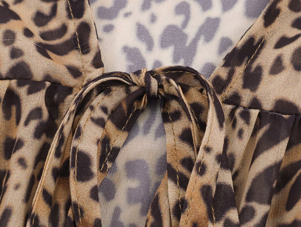 Women Clothing Animal Print Laminated Decoration Dress