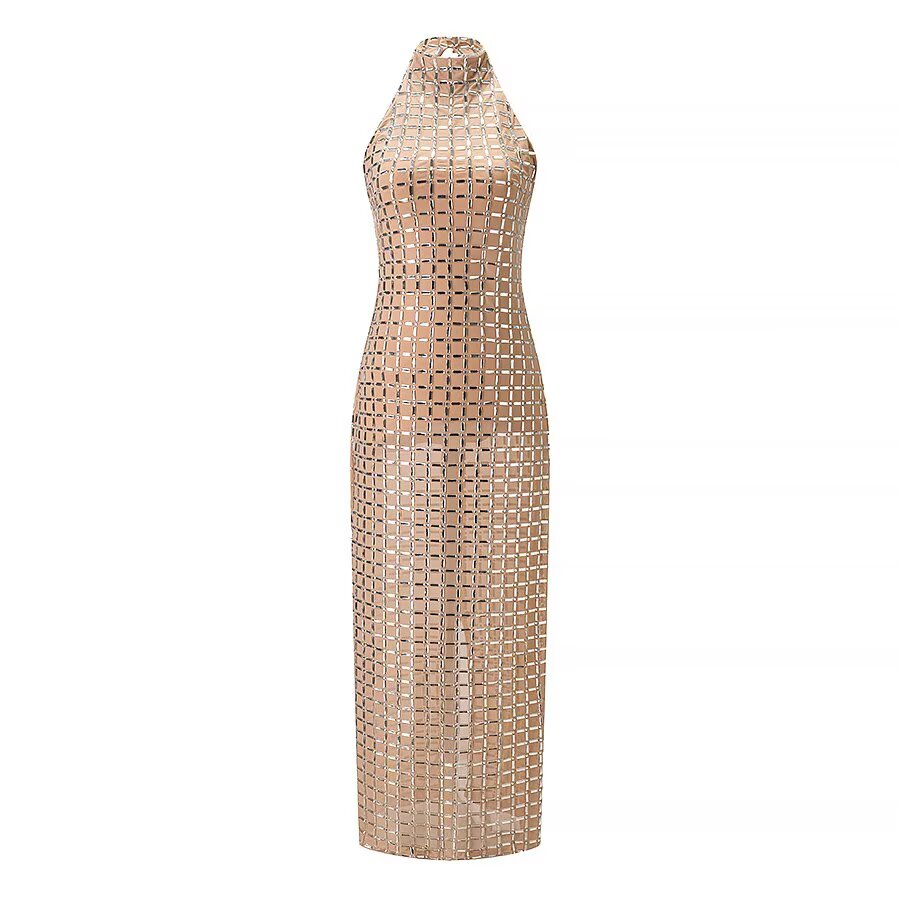 Women Clothing Winter Mesh Halter Dress