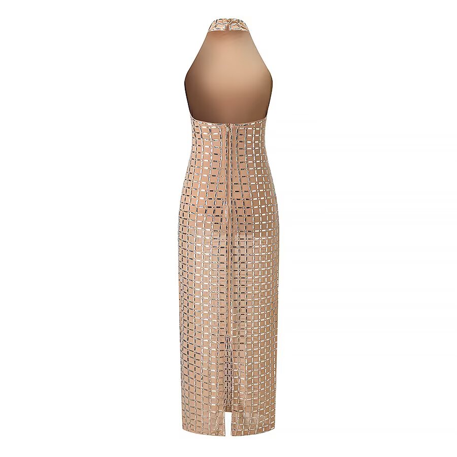 Women Clothing Winter Mesh Halter Dress