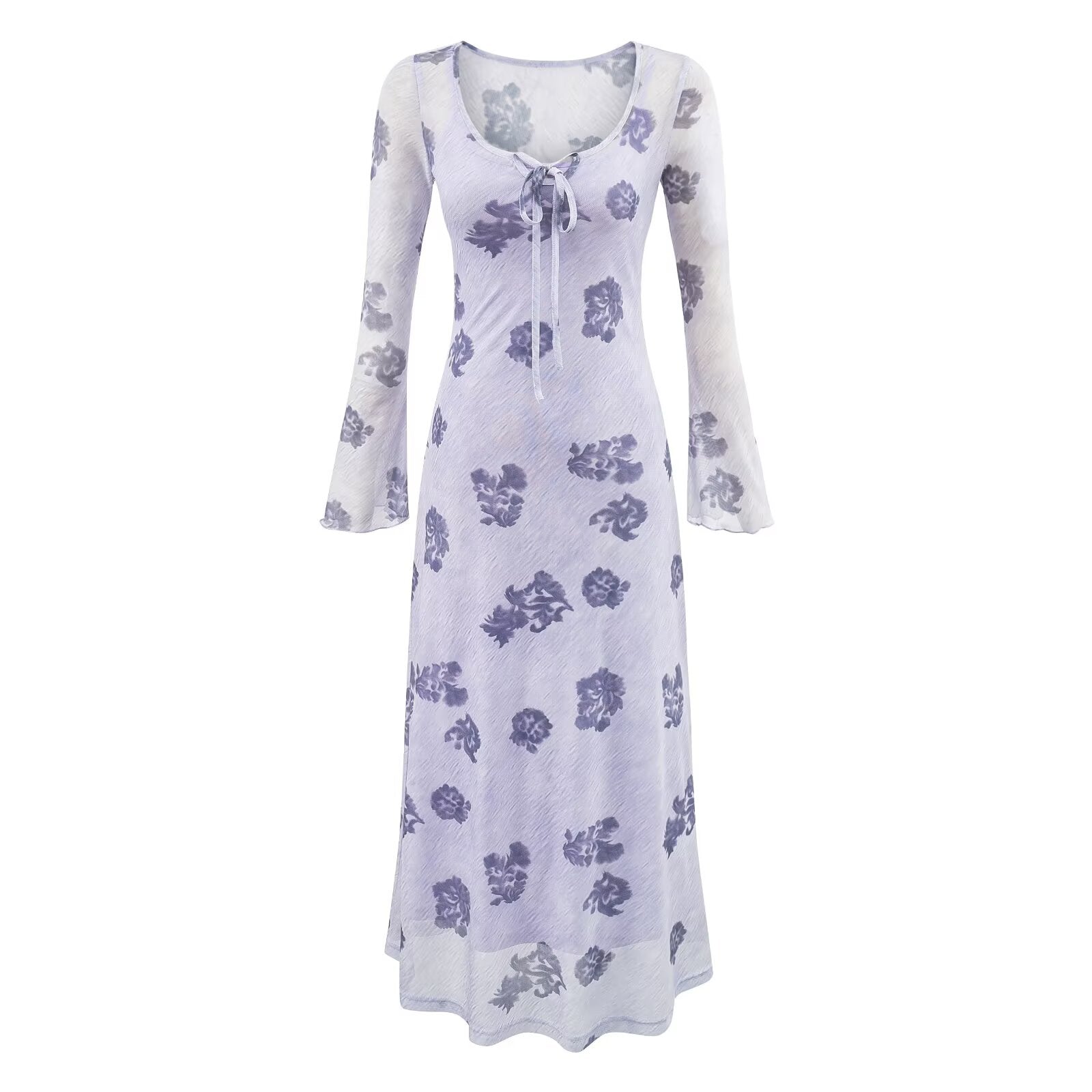 Winter Young Elegant Formal Dress Retro Printed Square Collar Slim Dress