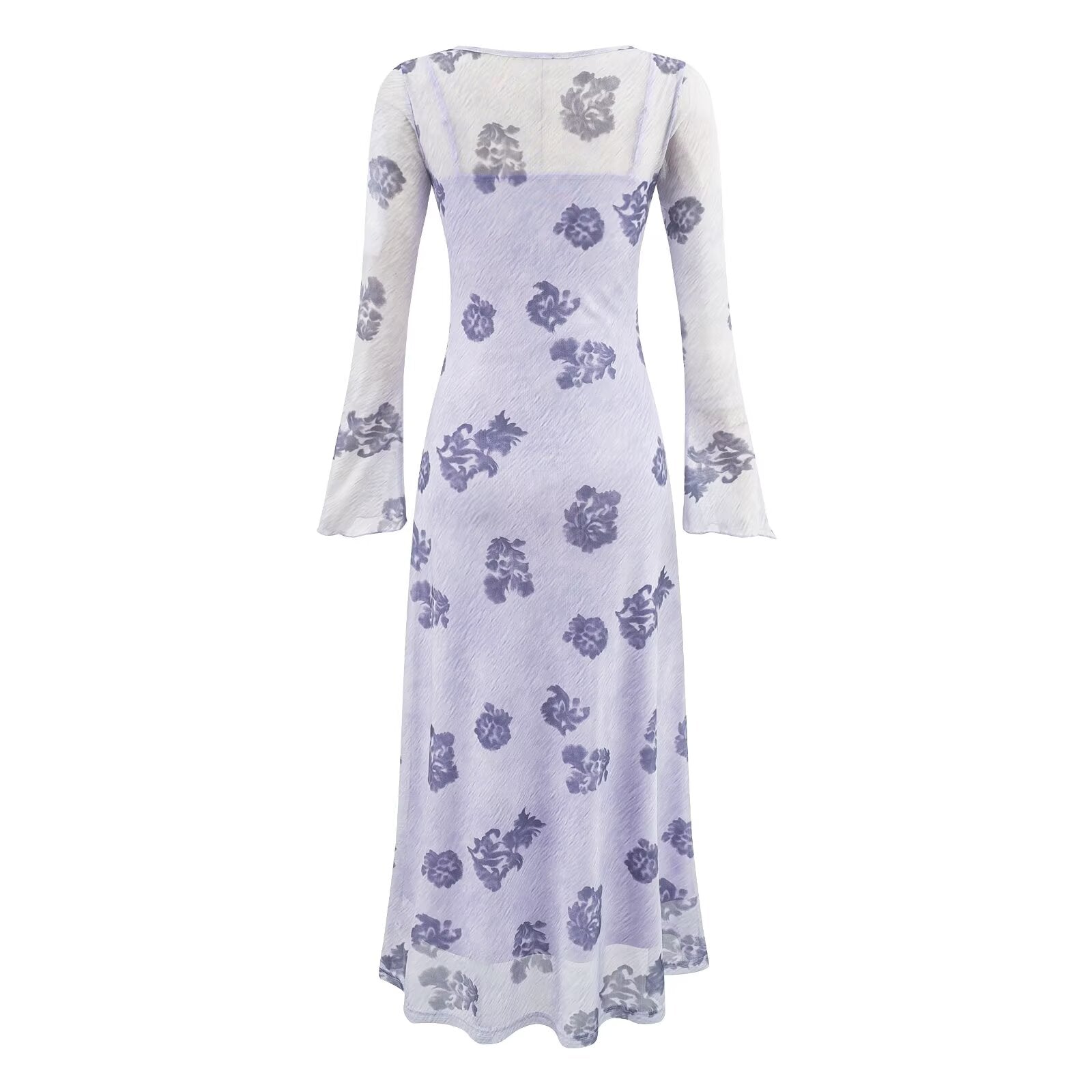 Winter Young Elegant Formal Dress Retro Printed Square Collar Slim Dress