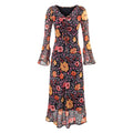 Autumn Women Long Sleeved Printed Midi Dress