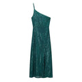 Winter Sexy Wind Shoulder Single Shoulder Suspender Split Dress