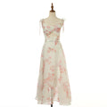 Women Vacation Silk Corded Halter Top With Openwork Design Long Dress Featuring Large Diamond Embellishments