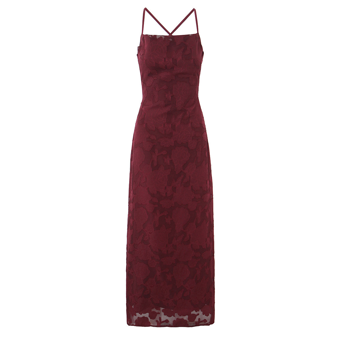 Off Shoulder Fitted Waist Backless Lace up Strap Dress Women Retro Elegant Jacquard French Maxi Dress