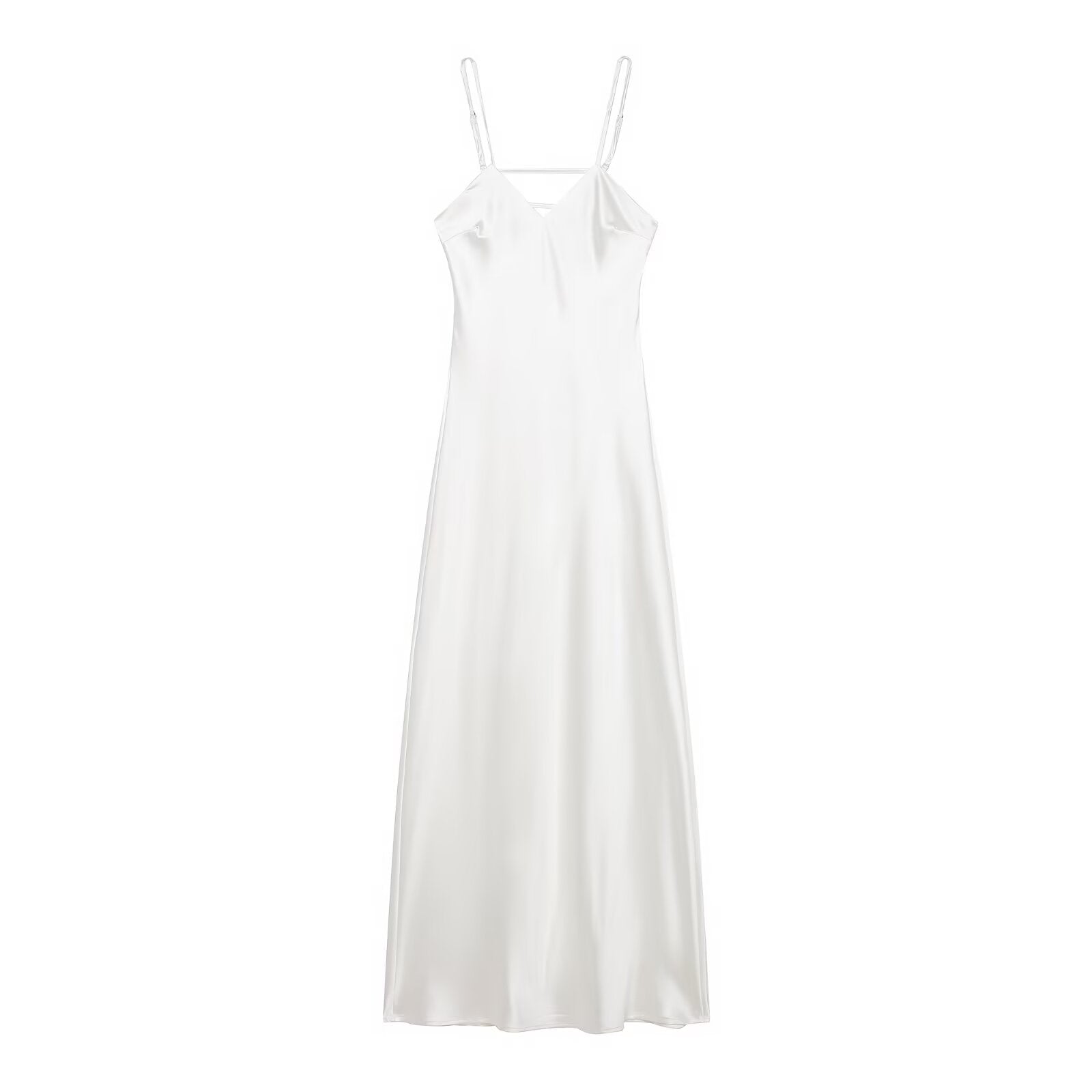 Autumn Silk Satin Texture Midi Skirt Dress