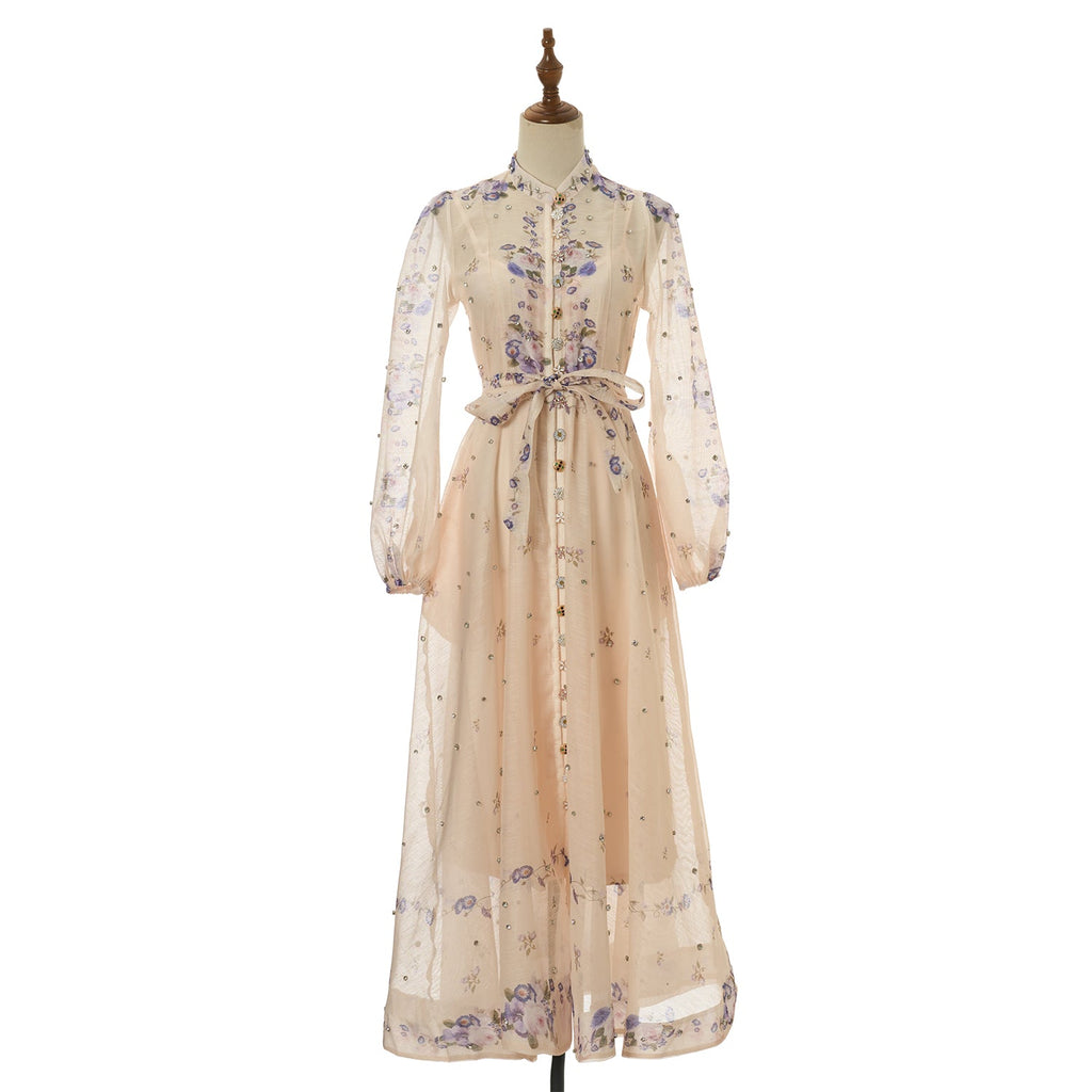 Women Printed Diamond Long Dress Two Piece Sets