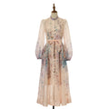Women Printed Diamond Long Dress Two Piece Sets