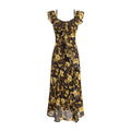 Vintage Floral Ruffled Stitching Elegant Dress Summer Tight Waist Slim Fit Seaside Holiday Midi Dress Women