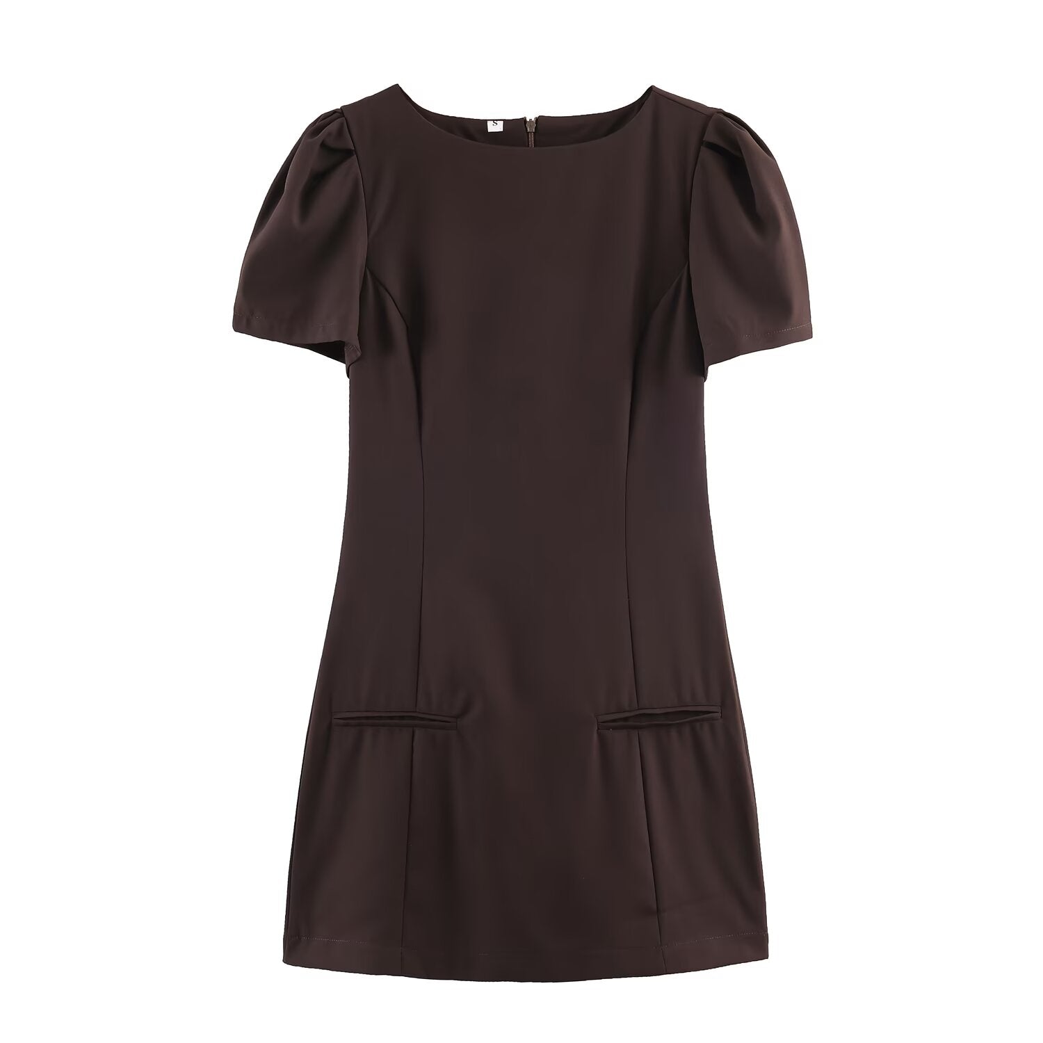 Graceful Fashionable Women Pleated Pocket Short Dress