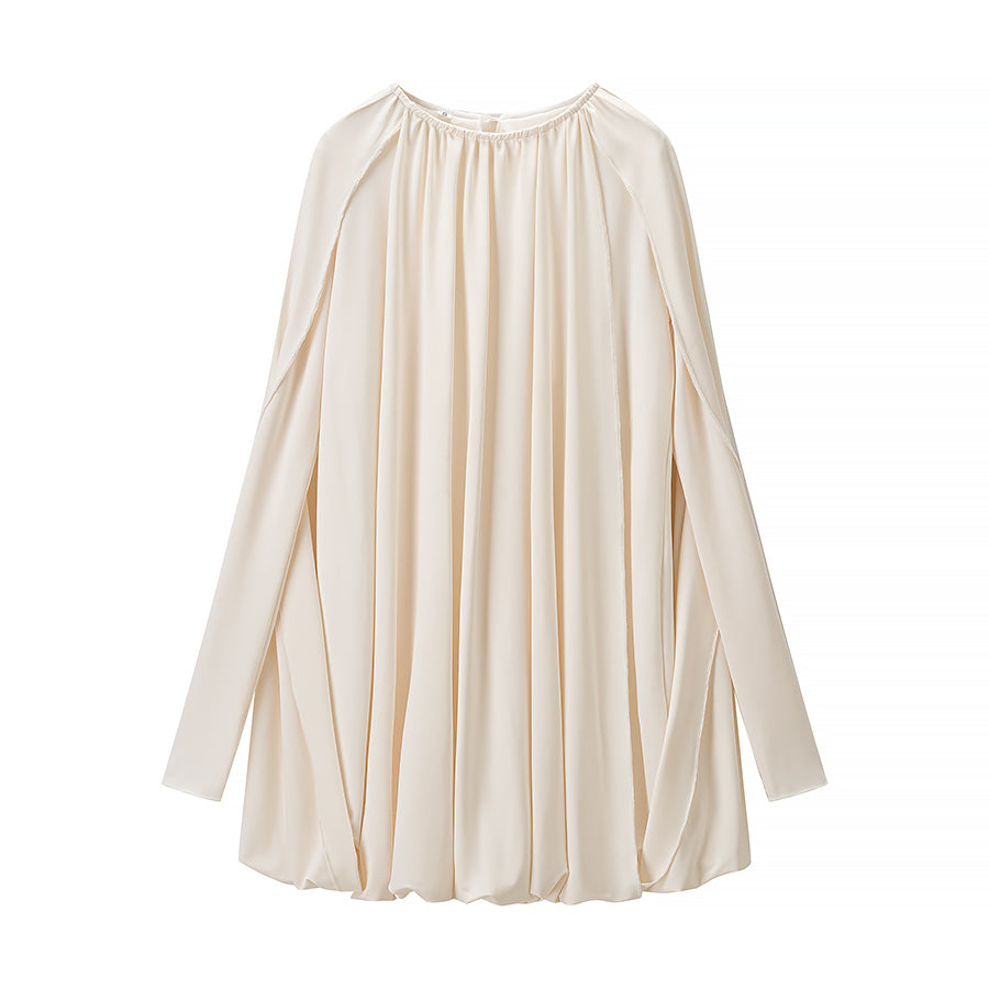 Women Clothing Winter Stylish Graceful Simple Cape Pleated Loose Dress