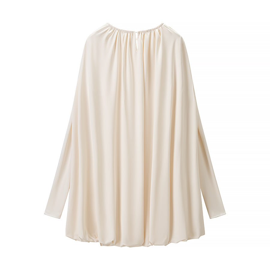 Women Clothing Winter Stylish Graceful Simple Cape Pleated Loose Dress