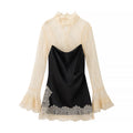 Women Clothing Product Lace Lined Black Camisole Dress