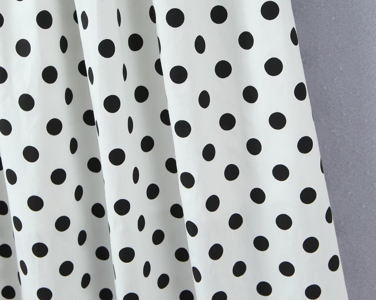 French Retro Dots Printed Lace Trim Holiday Dress Summer Waist Trimming Lace up Slim Fit Holiday Cami Long Dress