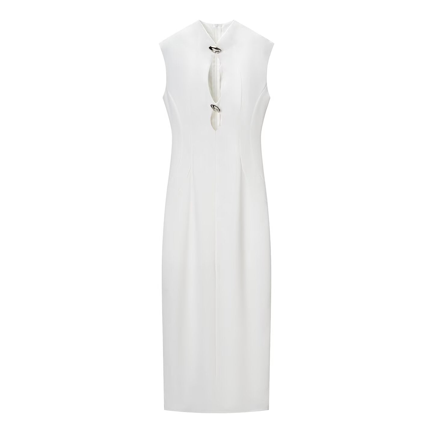 Autumn Winter Sexy Sexy Solid Color Slim Sleeveless Hollow Out Cutout Dress