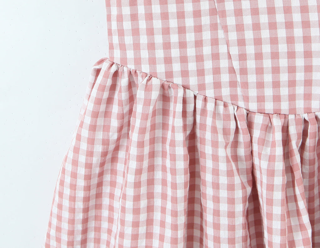 Women Clothing Spring Sweet Youthful Short Slim Plaid Waist Tight A line Dress
