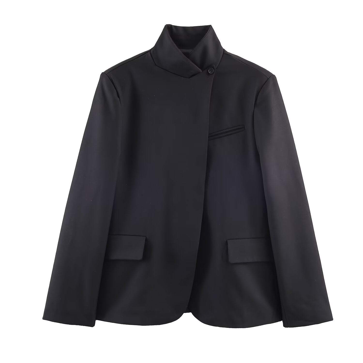 Autumn Winter Stand up Collar Blazer Mid Waist Wide Leg Trousers