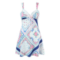 French Romantic Printed Satin Mini Strap Dress Women Bow A line Dress