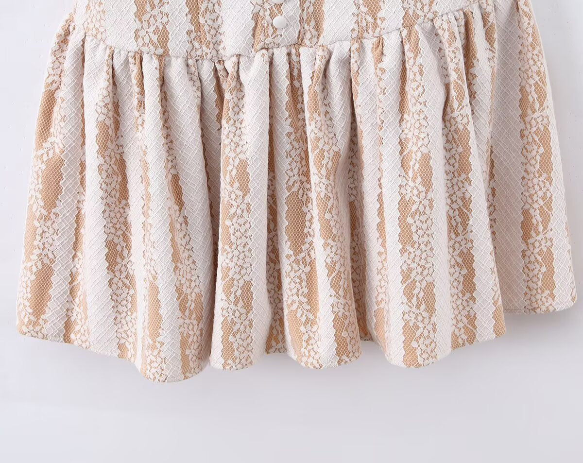 Winter Pure Wind Sleeveless round Neck Sexy Backless Lace Patchwork Waist Slimming Dress