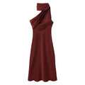Women Clothing Summer Elegant Slimming Asymmetric Scarf Midi Dress