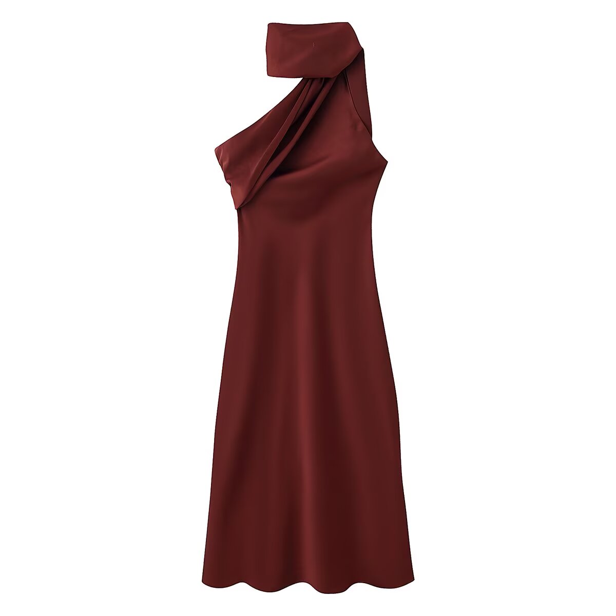 Women Clothing Summer Elegant Slimming Asymmetric Scarf Midi Dress