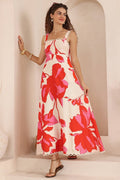 Summer Dress Printed High Waist French Elegant Strap Dress Women