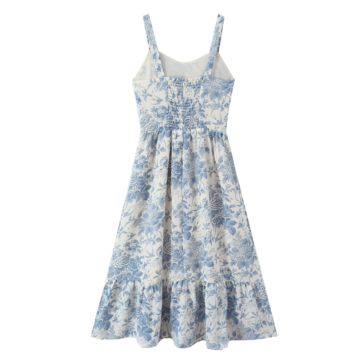 Floral Swallow Print Slim Fit Slimming Large Cami Dress for Women Spring