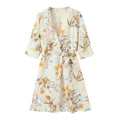 Autumn Winter Women Clothing Printed Lace up Ruffled Dress for Women