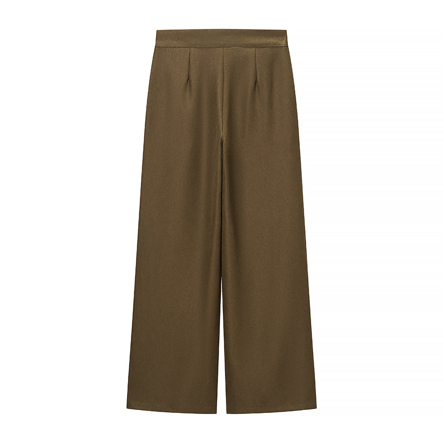 Women Clothing Spring Office One Button Blazer High Waist Wide Leg Pants