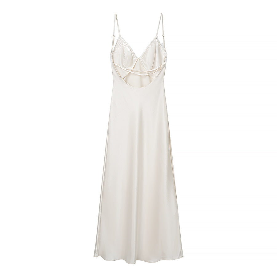 Women Clothing Spring Sexy Lace Stitching Satin Dress