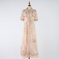 Women Autumn Print Stand Up Collar Single Button Elegant And Stylish Long Sleeved Dress