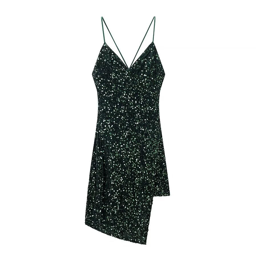 Women Clothing Spring Backless Three Dimensional Cut Strap Dress