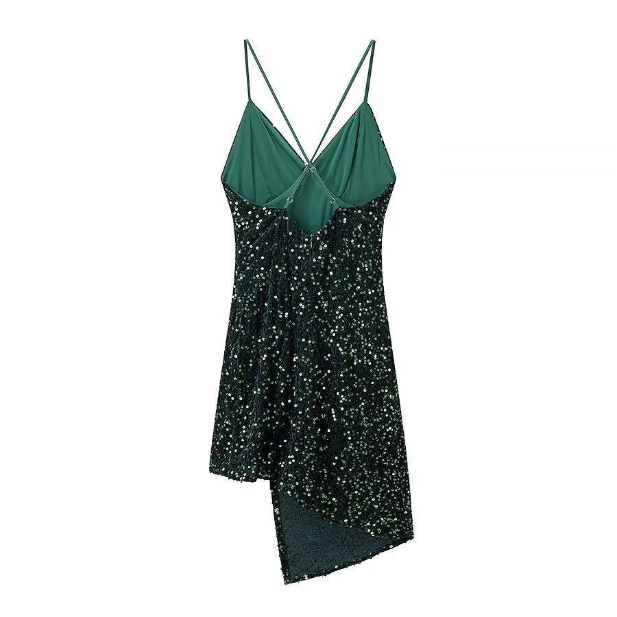 Women Clothing Spring Backless Three Dimensional Cut Strap Dress