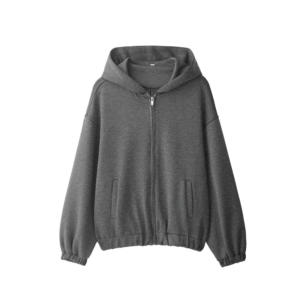Women Clothing at Spring Concise Gray Flash Point Hooded Jacket with Skirt Two Piece Sets
