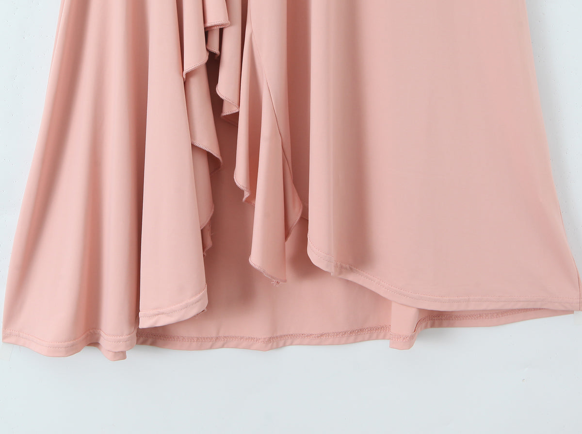 Women Summer Hem Irregular Asymmetric Backless Hanging Collar Dress