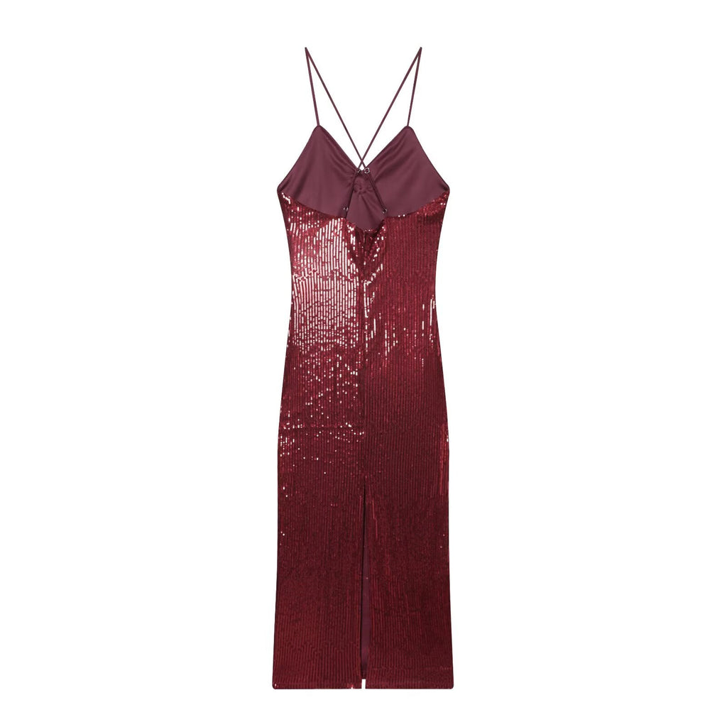 Hot Selling Women Summer High End Sequin Design Suspender Dress