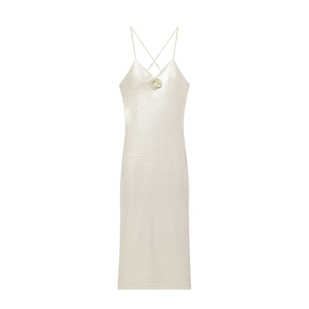 Hot Selling Women Summer High End Sequin Design Suspender Dress