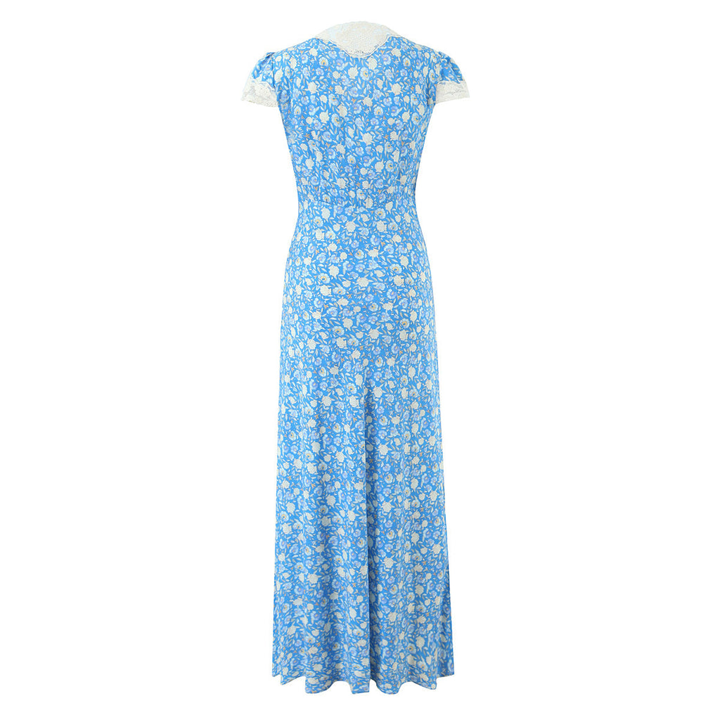 Women Elegant French Retro Elegant Cool Lace Stitching Dress