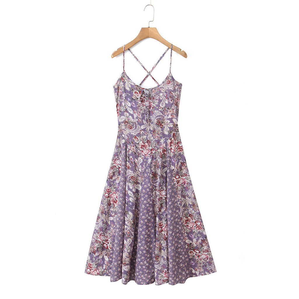 Women Summer All Match Casual Slim Fitting Patchwork Strap Dress