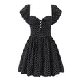 French Flying Sleeve Polka Dot Dress Women Retro Sexy off Shoulder Tube Top Lace up Waist A line Skirt