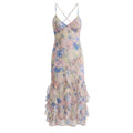 Summer Beautiful Dress Seaside Photograph Atmosphere Vacation Sweet Printed Ruffled Backless Cami Dress
