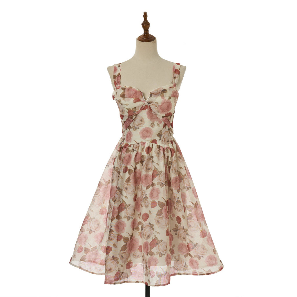 Women Elegant Silk And Linen Pleated Short Dress With Vacation Style