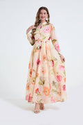 Women Printed Shirt Long Sleeved High Waisted Dress